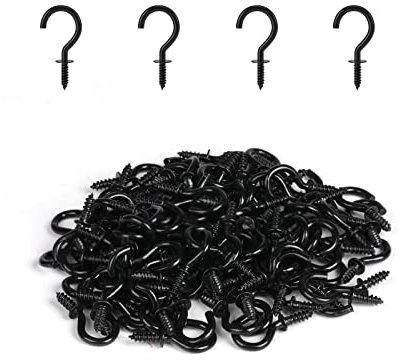 RELBRO 1/2 Inch Small Screw Hooks, Mini Metal Twist in Hooks, Black, 100 Pcs