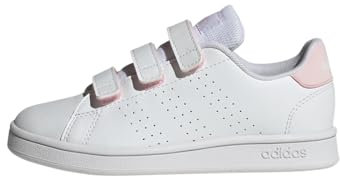 adidas Advantage Court Lifestyle Hook-and-Loop Shoes Chaussures de Tennis, Cloud White/Cloud White/Clear Pink, 34 EU