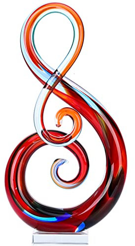 XMGZQ Sculture e statue in vetro di Murano multicolore, statue di note musicali in vetro soffiato a mano, decorazione artistica moderna per tavolini, uffici, decorazioni per la stanza e accessori
