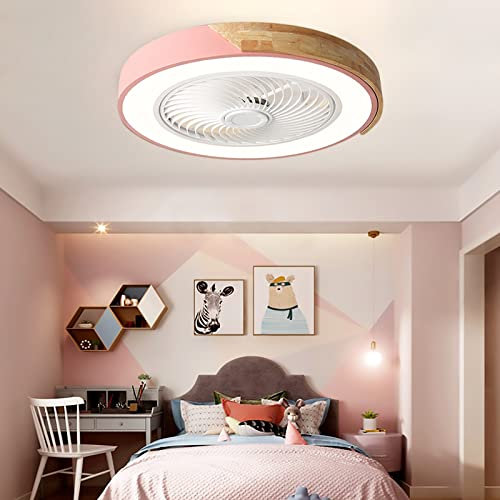 YFouCnd I Modern Pink 52 cm (L) x 52 cm (W) x 21 cm (H) Silent Ceiling Fan Light with Remote Control, Dimmable, 6 Speeds, Timer, Warm/Cool/Neutral White Light for Bedrooms