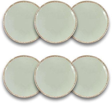 ARCA, Servizio di Piatti, Set di 6 Piatti Piani, Realizzati in Melamina, Set per la Tavola, Colore Acqua Marina, Collezione Tierra, 28x2 cm