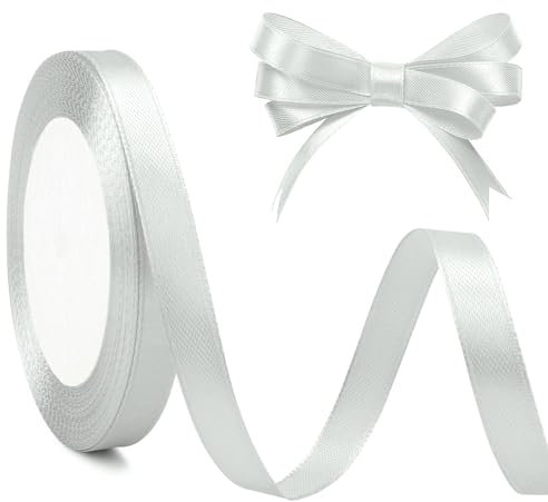 Nsetriu Geschenkband Silber 10mm x 23m Satinband Silber Hochzeitsdeko Silberhochzeit Dekoratives Band Satinbnder Silbrig Fr Geschenkverpackung Party