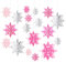 Whaline Lot de 18 décorations de Noël à suspendre en forme de flocon de neige 3D rose argenté avec ficelle pailletée pour Noël, fête d'hiver, décoration de plafond