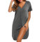 iClosam Chemise de Nuit Femme Coton Vêtements de Nuit Con Bouton Manches Courtes Chemise de Nuit Allaitement Maternité Robe de Nuit Devant Ouvert Doux et Confortable S-XXL