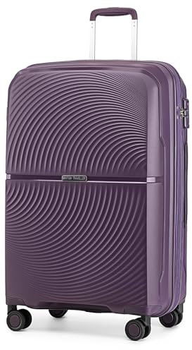 British Traveller Valigia Grande 76cm Polipropilene Trolley Rigida Leggero con Ruote, Viola