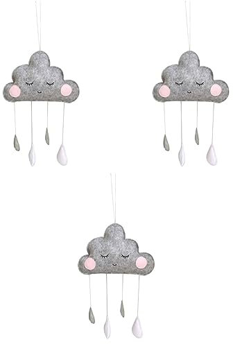 UKCOCO 3st Nordischer Dekorativer Wandbehang Wolkentraum Kinderzimmerdekoration Aus Stoff Regenbogen Schulmaterial Für Kinder Wanddekoration Traumfänger Regentropfen Baby