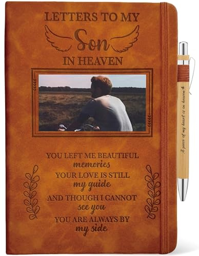 Son Memorial Gifts, Letters To My Son In Heaven Journal 200 Pages Notebook A5 Lined with Window in Cover, In Loving Memory of Son, Sympathy Condolence Remembrance Grieving Gifts for Loss of Son