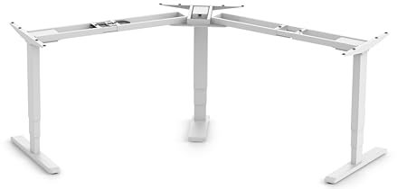 Ergolutions® Primus Ecktischgestell Flex Weiß - 150 kg Belastbar, schnell, für Eck- oder Besprechungstisch, ergonomisch und höhenverstellbar, integrierter Touchscreen, Memorytasten, Kabel-Management