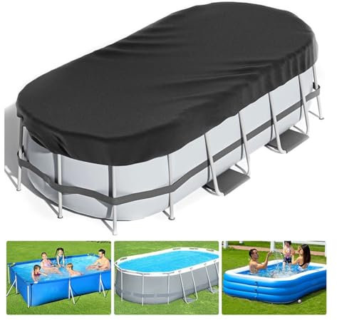 Tarp, Rectangular Pool Cover, Solar Pool Tarpaulin For UV-Resistant Pool Cover, Dustproof Rainproof Cover (Color : Black, Size : 221x150cm)