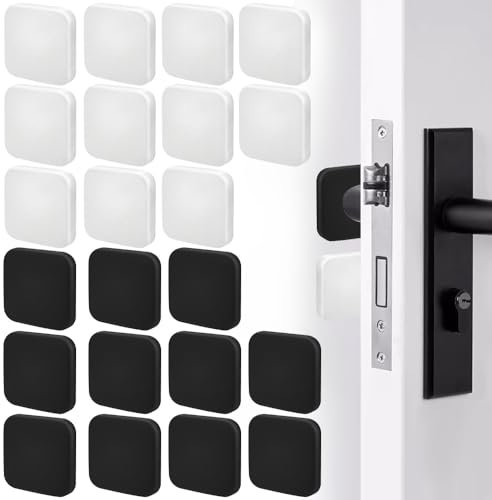CAREDGO Türstopper Selbstklebend, 22Pcs Türpuffer Wand Türgriff Stopper Eckig 4CM Wandschutz Türklinke Gummipuffer Selbstklebend Türknauf Wandpuffer Tür Stopper zum Kleben für Wand, Weiß und Schwarz
