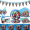 GUBOOM 52 Stück Partygeschirr Set, Geburtstagsdeko, Partygeschirr enthalten Teller, Tasse, Tischdecke, Servietten, Pull Flag - Geschirr für 10 Personen