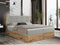 MKS MEBLE Boxspringbett 180x200 mit Bettkasten, Polsterbett 180x200 mit Matratze H4, Boxspringbett 180x200 mit Kopfteil, Boxspringbett mit Massivholz - Nessi - Hellgrau Struktur - H4