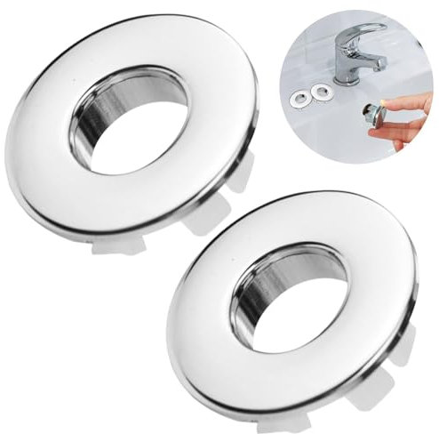 Jiakalamo 2 Stück Waschbecken Überlauf Abdeckung, Universelle Waschbecken Überlauf Ring, Überlauf Stöpsel Waschbecken Ersatzteile für 22-24mm Waschbecken Badezimmer Spüle Badewanne(Silber)