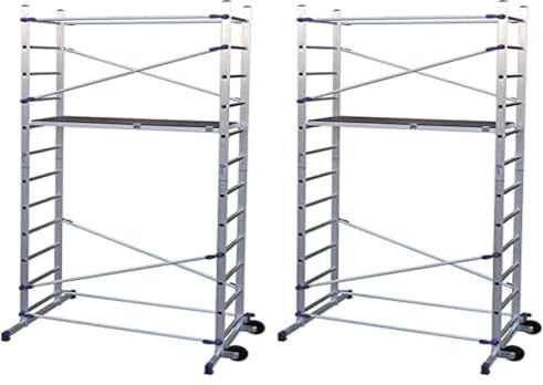 FACAL PINNA CLIC PN/CLI, Trabattello in alluminio, altezza di lavoro 436 cm, Altezza della scala 365 cm, colore Alluminio, blu (Confezione da 2)