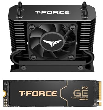TEAMGROUP T-Force GE PRO 4TB & Airflow I SSD Kühler - GE PRO Graphene Kühlkörper DRAM SLC Cache 3D TLC NAND NVMe InnoGrit PCIe Gen5x4 M.2 2280 SSD Lesen/Schreiben 14000/11800 MB/s TM8FG3004TTC133