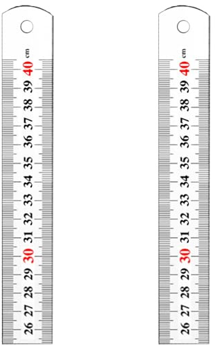 Edelstahl-Lineale, 2 Stück, 40 cm, metrisches imperiales Präzisionslineal, langes Büro-Lineal, Tischlineal, imperiale Doppelmarkierungslineale, Feinmechanik-Lineal für Schule, Büro, Ingenieurwesen