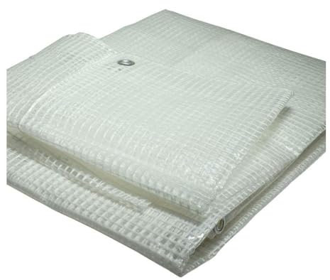 Telo Telone Multiuso Occhiellato Bianco Trasparente Retinato Con Occhielli 140 gr/mq per Esterno Resistente UV Impermeabile per Rimessaggi Tende Balconi Coperture (6x10 mt)