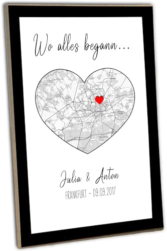 schilderkreis24 - Wo alles begann Personalisiertes Holzschild mit Koordinaten, Namen & Datum, Romantisches Geschenk für Paare