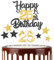 Black Gold 25th Happy Birthday Candles Cake Toppers Set, Number 25 Candle for Cake, Gold Candles for Women Men Birthday Decorations, Star Cake Toppers for Girls Boys Birthday Party Wedding Anniversary