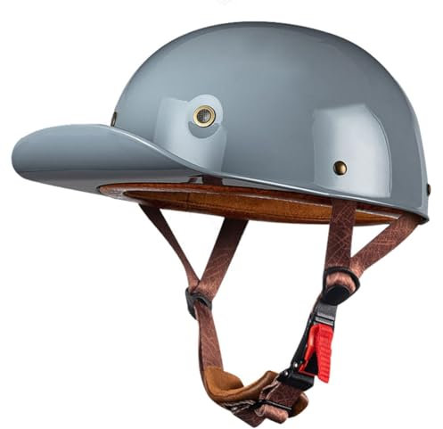 Cappellino Da Baseball Casco Jet Moto Vintage,Mezzo Casco Da Motociclista Uomo Donna Portatile Casco A Scodella Caschi Demi ECE Approvato Cruiser Chopper Scooter Ciclomotore 14,L:57-60CM