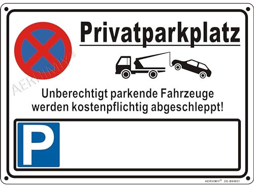XL Privatparkplatz Schild mit Kennzeichen Aluminium Reflektierend 25×35cm UV-beständig, Wasserfest, Rostfrei, mit Bohrlöcher, Keine Pfosten