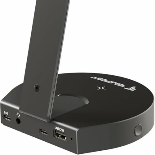 Tempest Soporte Auriculares Gaming HUB USB RGB Carga Qi Sobremesa Negro