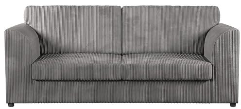 Sofa Selection’s Jumbo Cord High Back 3-Seater Sofa | Elegant High Back 3 Seater Sofa in Grey Soft Cord Fabric: Redesign Your Living Room for Superior Comfort and Style (Grey, 3 Seater)