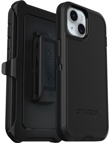 OtterBox iPhone 15, iPhone 14, & iPhone 13 (Only) - Defender Series Case - Black - Screenless - Rugged & Durable - with Port Protection - Holster Clip Includes - Microbial Defense Protection