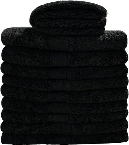 Myooka Badetuch-Set 10 Stück 600 G/m² 100% Frottee-Baumwolle Hochwertige Handtücher Sehr Saugfähig Für Badezimmer Dusche Täglichen Gebrauch – Maschinenwaschbar (70 X 140 cm, Schwarz)