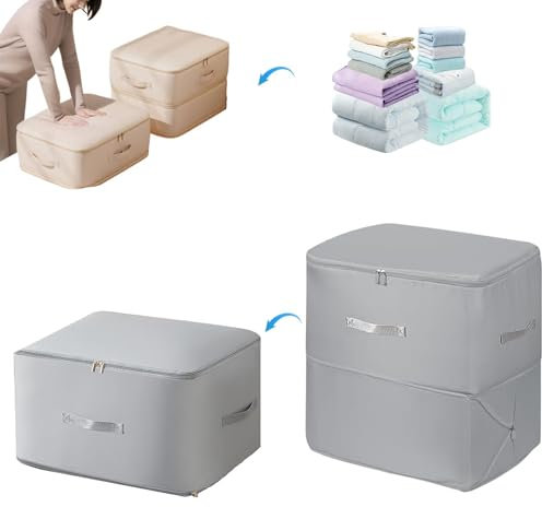 Ultra Platz sparender selbstkomprimierender Organizer, Schwerlast-Umzugstaschen, Aufbewahrungsbehälter zur Platzersparnis für Bettdecken, Kleidung, Bettzeug(XL, 54X42X60CM)