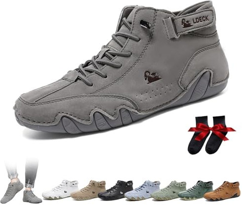 Stivali alti italiani fatti a mano da uomo Scarpe minimaliste da esterno Beck Scarpe casual traspiranti antiscivolo a piedi nudi per passeggiate Escursionismo Guida stivali Chukka(grigio,42 EU)