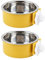 KuTi Kai 2 IN 1 Stainless Steel Pet Hanging Bowl Removable Dog Bowl for Crates Puppy Food Feeder Water Dish with Bolt Holder Dog (Yellow-Small-2Packs)