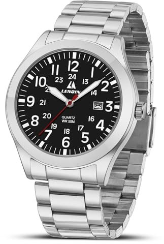 LN LENQIN Herren Militär Uhr - 30M Wasserdichte Armbanduhr, Analog Quarz Mit Datum, Nylon Band, Armee Taktische Sportuhr für Männer