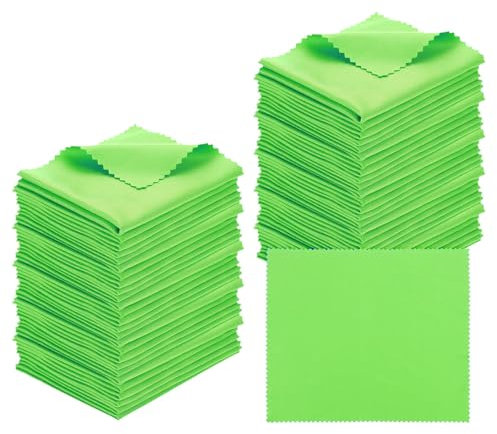 PATIKIL Eyeglass Microfiber Cleaning Cloth 7x6, 50 Pack Glasses Cleaning Cloth Soft Wipe Screen Cloth for Camera Lens Eyeglasses Screens in Individual Vinyl Pouch, Green