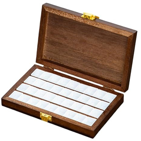 Sclmgo Hochwertiges Aquarellfarben Set in Holzbox, Nussbaum, 36 Gitter