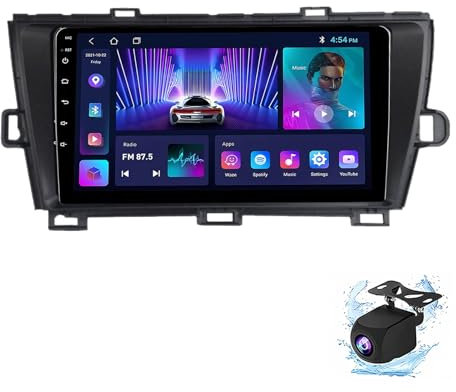 HYNMSM Radio estéreo para automóvil Android 14 de doble DIN con pantalla táctil de 9 pulgadas para Toyota Prius 2009-2015 con Carplay, navegador GPS para automóvil, cámara de respaldo AHD, controles