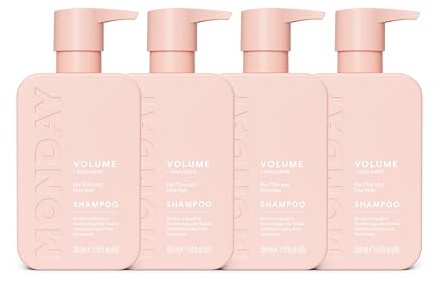 MONDAY Haircare VOLUME Shampoo 350 mL(Pack of 4) | No Parabens, Sulfates, Dermatologically Tested, PETA Certified, Leaping Bunny Approved, pH Balanced, Ideal for thin