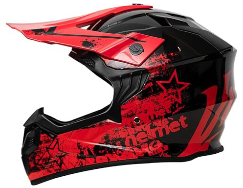 Motocross Helm Kinder, ECE 22.06 Zertifizierung Motorradhelm, Cycling Helmet with Visor, Jugend Motorradhelme, Mit Belüftung Entlüftung, Fullface MTB Cross Helm, Für Scooter Roller Ski ATV