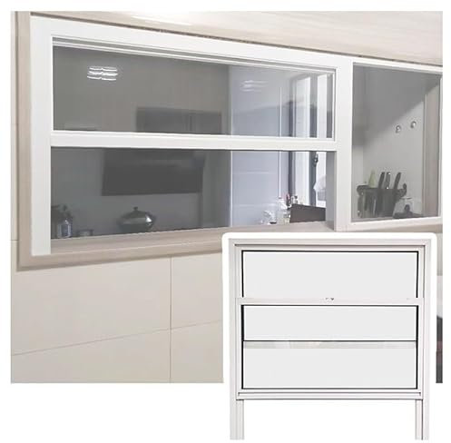 Ventana De Servicio For Food Trucks, Ventana De Vidrio Templado Empotrada con Ventana Corrediza De Aluminio For Garaje, Tienda, Restaurante, Baño.(50x50CM)