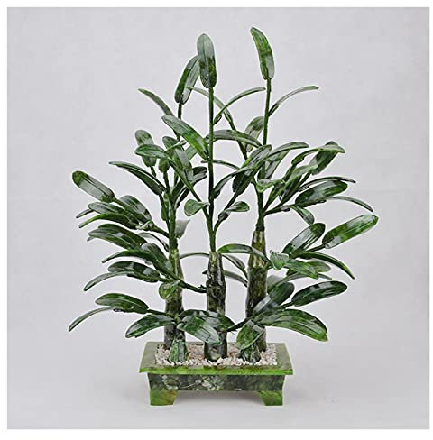 KANBUN Simulationsbaum Natural Jade Bonsai wohlhabender Bambus- und Jade -Ornamente Bonsai für Home Office Shop Zen Decoration Dekor （Bambus berichtete Sicherheit） künstliche Bonsai -Baum