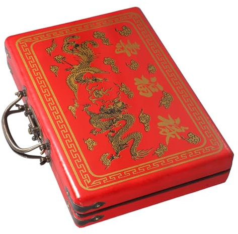 UPKOCH Portable Vintage Mahjong Box Handgefertigte Holz Mahjong-Tragetasche Mit Praktischer Aufbewahrung Für Reisen Und