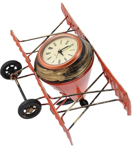 MUCKLILY Flugzeug Uhr Ornament Vintage Metall Tischuhr für Home Flugzeuguhr Design für Wohnzimmer Schlafzimmer und Büro