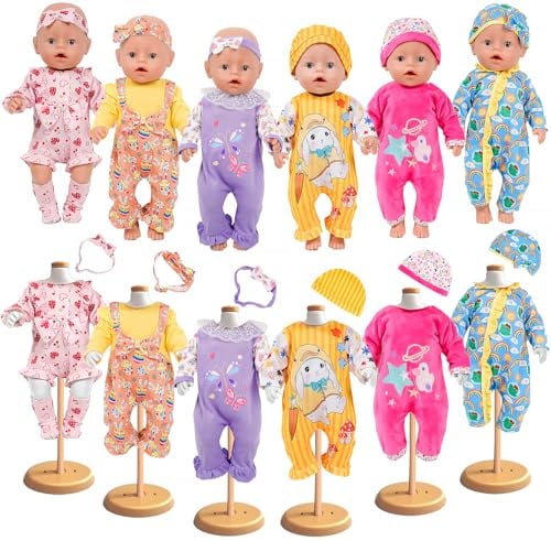 WONDOLL 6 Sets 14-15-16 Inch Baby Doll Clothes, Bitty Baby Doll Accessories