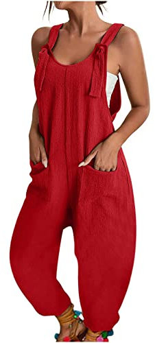 Salopette Baggy Donna Casual Estiva Comode Tuta Intera Overall Elegante Monopezzi Jumpsuit Con Tasche Oversize Traspirante Pantaloni Baggy Regolabile Cinghie Vintage Playsuit Salopette Premaman