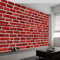 Papier Peint 3D Réaliste Peinture murale panoramique Décoration Pour Salon, Rayures De Mur De Briques Rouges Chambre, Tapisserie Murales Intissé, Wallpaper Mural 250 x 175 cm