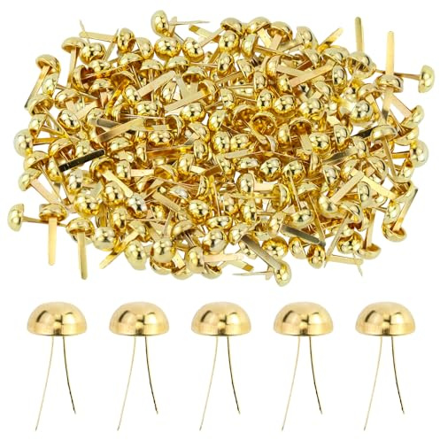 120 Mini Brads, mollette per modello, mollette dorate a testa tonda, Clip a Doppio Piede a Testa Rotonda, in metallo, per carta, per scrapbooking, scuola, ufficio, artigianato, fai da te