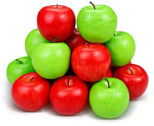 20 Pcs Fake Äpfel künstliche Früchte Faux rote Äpfel für Haus Dekoration Weihnachten Party lebensechten Apfel für Crafts, gefälschte Früchte für Küche Display Fotografie Prop, 10 Rot + 10 Grün