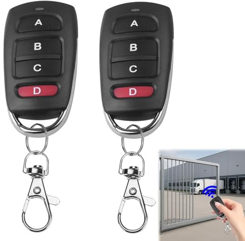 Huybaa 2PCS Telecomando universale per cancelli, 4 pulsanti, telecomando per cancelli automatici, telecomando universale per cancelli adatto per auto, porte di garage e cancelli