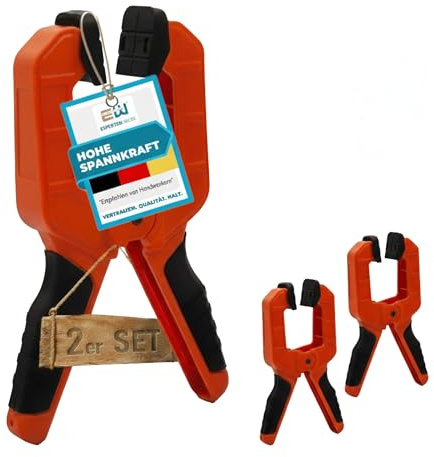ExpertenWerk Heavy Duty Federklemmen 2er Set – 8 cm Spannweite & 15,4 kg Spannkraft – extra starke Qualitätsfeder mit Rostschutz – Klemmzwingen für Poolabdeckung, Holzarbeiten, Werkstatt & Camping