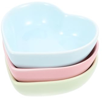 ARTSEWPLY 3 pièces Bol Alimentaire Céramique pour Hamster Forme de Cœur Lot de Bols Réutilisables pour Rongeurs Mangeoire Compacte Facile à Nettoyer pour Lapin Écureuil et Hamster Nain